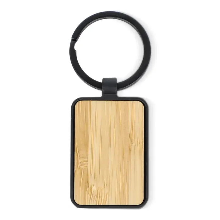 Bamboo and metal keychain rectangle - LT99717 (N0002)